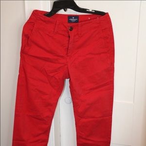 AEO red straight leg pant